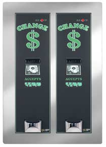 AMERICAN CHANGER REAR LOAD BILL CHANGER/ DUAL CABINET/ DUAL HOPPER/ DUAL VALIDATOR AMERICAN CHANGER REAR LOAD BILL CHANGER/ DUAL CABINET/ DUAL HOPPER/ DUAL VALIDATOR